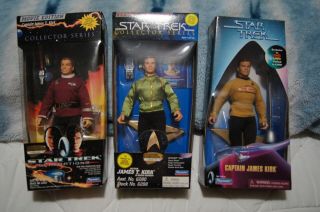 3 Captain Kirk 9 " Dolls.  Star Trek.  Packages.