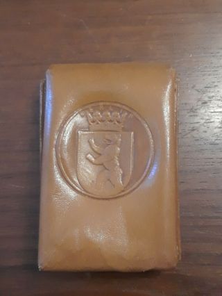 Vintage Berlin Bear Brown Leather Cigarette Case - Rare Find
