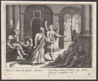 Jollain Deliverance Of Saint Peter Engraving Paris 17th Century