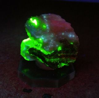 Great - Fluorescent Green Manganoan Adamite Crystals W/calcite,  Mine Mexico