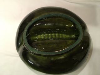 Vintage Retro Mid - Century 1960 ' s Green Glaze Ceramic Ashtray 11” X 9.  5 X 2 3/4” 3