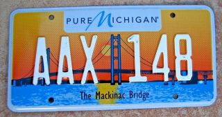 Mackinac Bridge Colorful Graphic Auto License Plate " Aax 148 " Version 1 Exc