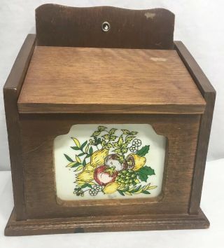 Vintage Spice Of Life Recipe Card Box Counter Or Wall Cabinet Wood Wooden Brown
