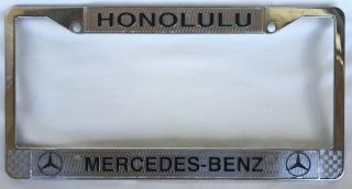 Rare Mercedes Benz Dealer Hawaii License Plate Frame Metal Good Htf