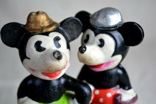 Rare Vintage 1930’s Mickey & Mini Mouse Porcelain Bisque Walt Disney Prod Japan