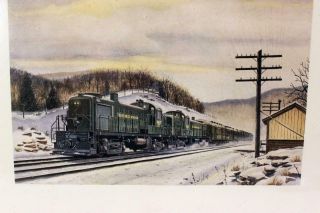 Vintage Railroad Posters/prints - Reading Diesel Passenger Train Framed 14 " X 11 "