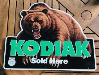 Kodiak Grizzly Brown Bear Embossed Metal Tin Sign Smokeless Tobacco Snuff
