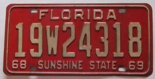 Florida 1968 - 1969 Brevard County License Plate 19w24318