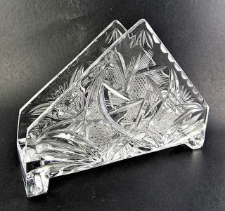 Vintage Crystal Cut Glass Napkin Holder (e62)