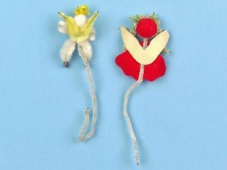 Vintage SPUN COTTON Head ANGELS Chenille CHRISTMAS Picks Package Tie - Ons 4