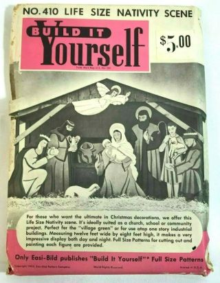 Build It Yourself Easi - Bild Pattern No.  410 Life Size Nativity Scene Vintage 