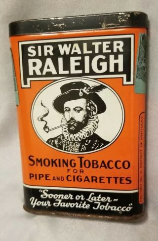 Vintage Sir Walter Raleigh Vertical Pocket Tobacco Tin Factory No.  21