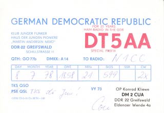 Dt5aa Qsl Card Gdr East Germany Greifswald Deleted Entity 1978