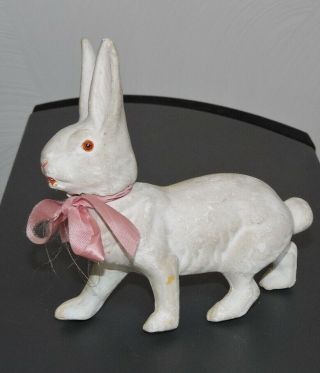 Vintage Germany Papier Mache Candy Container Bunny With Glass Eyes