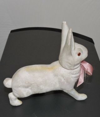 VINTAGE GERMANY PAPIER MACHE CANDY CONTAINER BUNNY with GLASS EYES 3