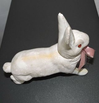 VINTAGE GERMANY PAPIER MACHE CANDY CONTAINER BUNNY with GLASS EYES 4