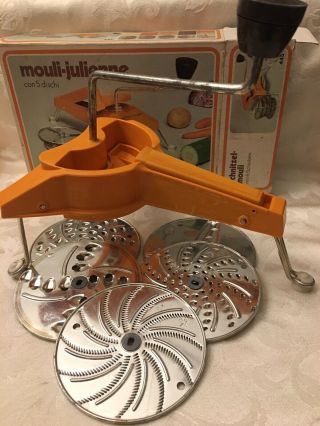 Vintage Moulinex 445 Mouli - Julienne 5 Disc Grater Shredder Slicer