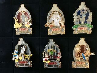 Disney’s Le 1500 Haunted Mansion Friday The 13th Pin Set.  2007.  Hard To Find
