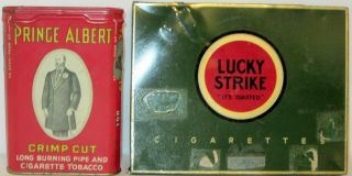 2 Vintage Tobacco Tins Prince Albert & Lucky Strike