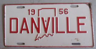 1956 Danville Indiana Booster License Plate