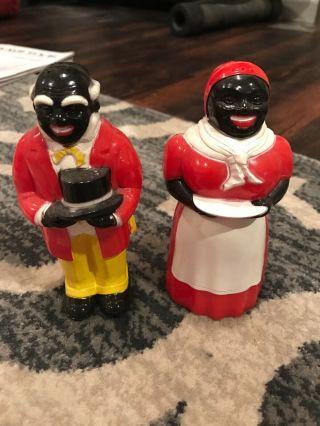 Vintage Aunt Jemima Plastic Salt And Pepper Shakers Very Good.  5in Tall