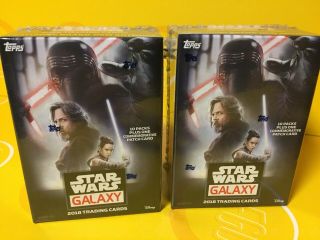 2 2018 Topps Star Wars Galaxy Blaster Boxes - 10 Packs & 1 Patch Card Per Box