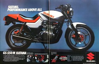 1982 Suzuki Gs - 550m Katana Motorcycle Photo High - Tech Styling 2 - Page Print Ad