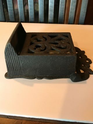 Antique Wall Mounted Heavy Cast Iron Match Box Holder Vintage Rustic Decor 4