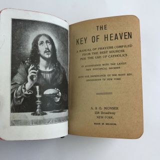 Vintage Catholic Book Pocket Size The Key Of Heaven 1914 Antique Prayer Devotion 2