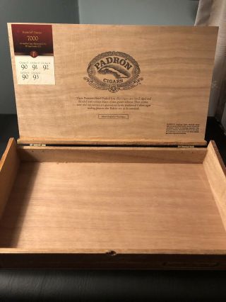 Padron Cigars 7000 Wood Cigar Box 12 1/2 X 7 X 2” Large 2
