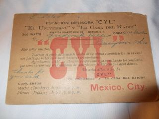 Vintage 1924 Ham Radio Qsl Card From The Universal House Of Radio,  Mexico