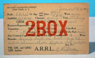 1924 Ham Radio Qsl Card - 2box,  York,  Ny