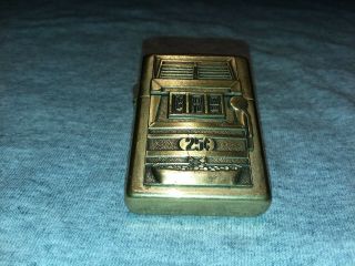 Zippo Brass Lighter Xv D 25 Cent Slot Machine Usa Vtg