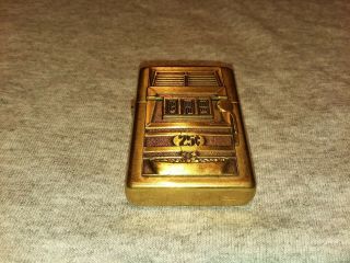 Zippo Brass Lighter XV D 25 Cent Slot Machine USA VTG 2