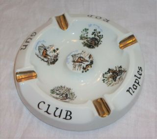 Large Vintage Royal Bavaria Pottery Ashtray W/gold Trim - Naples Rod Gun Club