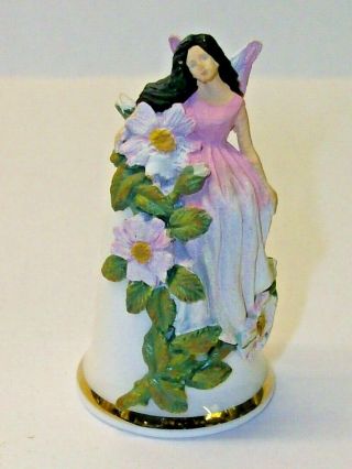 A Sterling Classic Flower Fairy Thimble - - A Dog Rose - -