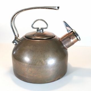 Chantal Copper 2tone Hohner Harmonica Whistle Tea Kettle Teapot 1.  8 Qt Sl37 - 19c