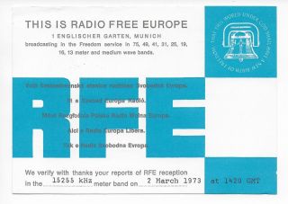 Qsl Radio Europe Rfe Englischer Garten Munich München Germany 1973 Dx Swl