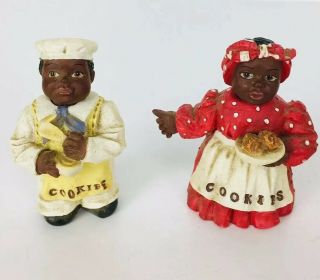Rare Vtg Black Americana Folk Art Aunt Jemima & Uncle Ben/moses Figurines