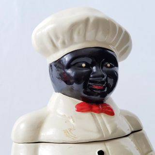 Vintage Black Americana Big Chef Cookie Jar Ceramic 12.  5 " Signed Unknown Artist