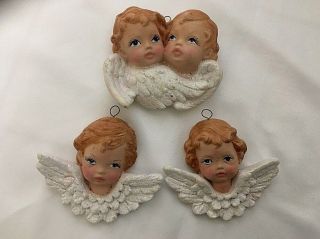 Cherub Angel Ornament Set Of 3 Scioto Ceramic 1989
