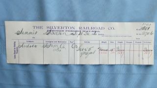 1896 Silverton Railroad Summit To Silverton Freight Way Bill - Hudson Mine Ore
