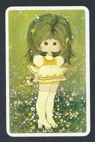 920.  248 Blank Back Swap Card - Near - Joy,  Girl In Yellow Dress & Boots