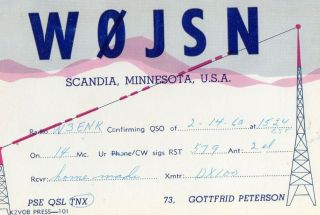 W0jsn Qsl Card - - Scandia,  Minnesota - - 1960