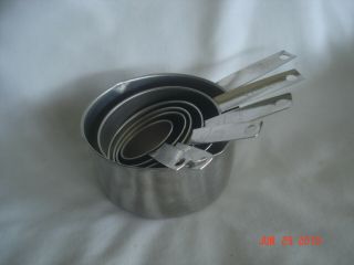 Lovely 6 Pc.  Set Vtg.  Foley Stainless Steel Measuring Cups 1/8 - 2 Cups