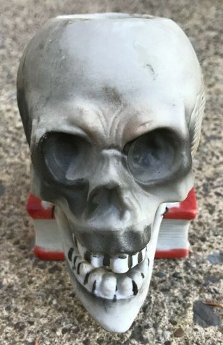 Vintage Skull Jaw Nodder Bisque Match Holder Made In Japan