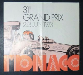 Vintage 1973 Monaco 31e Grand Prix Race Brochure - France Auto Club Of Monaco