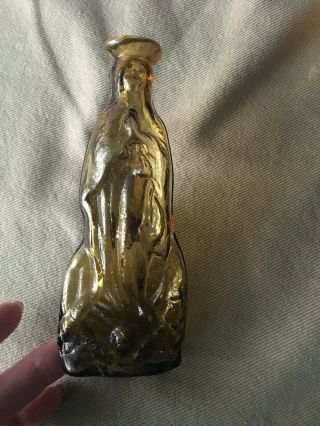 Vintage Blown Mold Catholic Mother Mary Holy Water Bottle Container