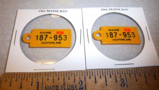 1961 Maine 187 953 Pair Dav Mini License Plate Keychain Disabled American Vet