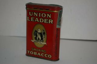 Vintage Union Leader Smoking Tobacco Pocket Tin with Seal SO COOL Dent 5